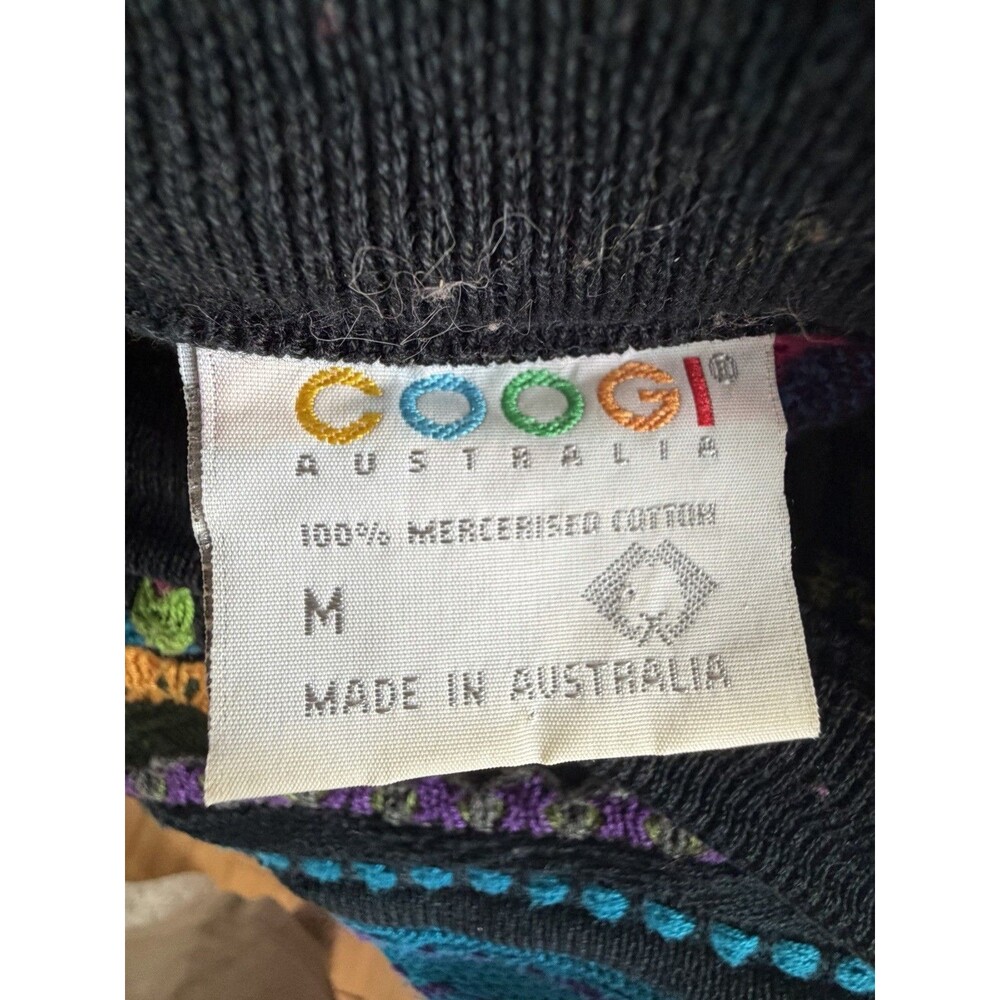 Vintage COOGI Australia Sweater Mens M Fits XL Biggie 3D Knit Mercerized Cotton - Picture 4 of 9